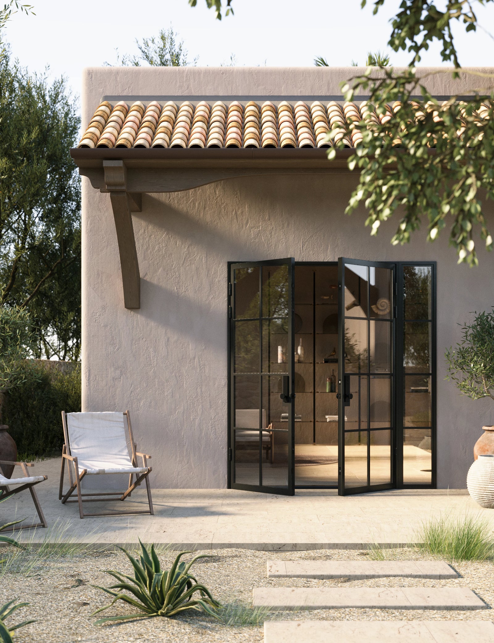 Air 5 double flat architectural steel entry door with right side window