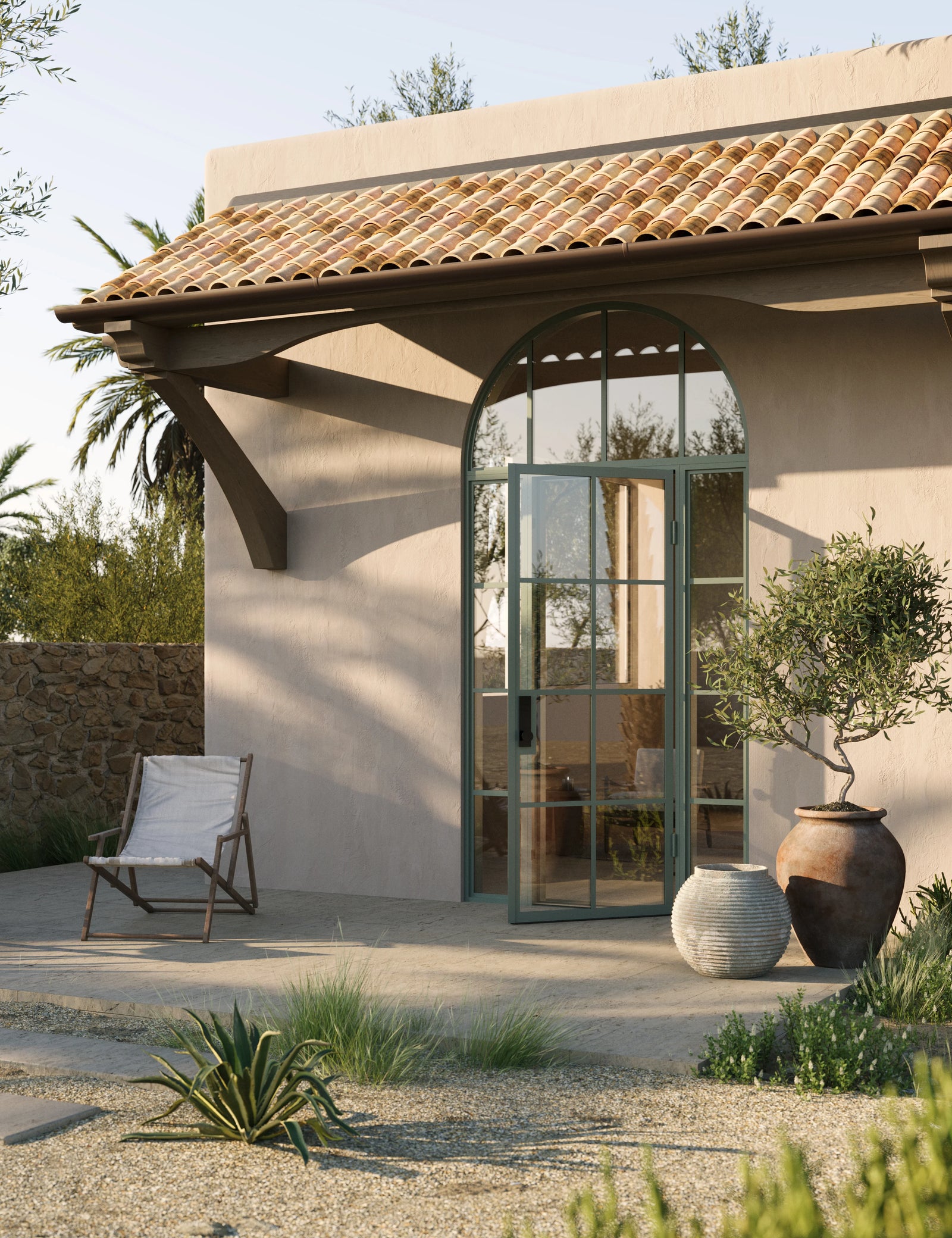 Air 5 single flat steel entry with side windows and full arch top glass, prehung