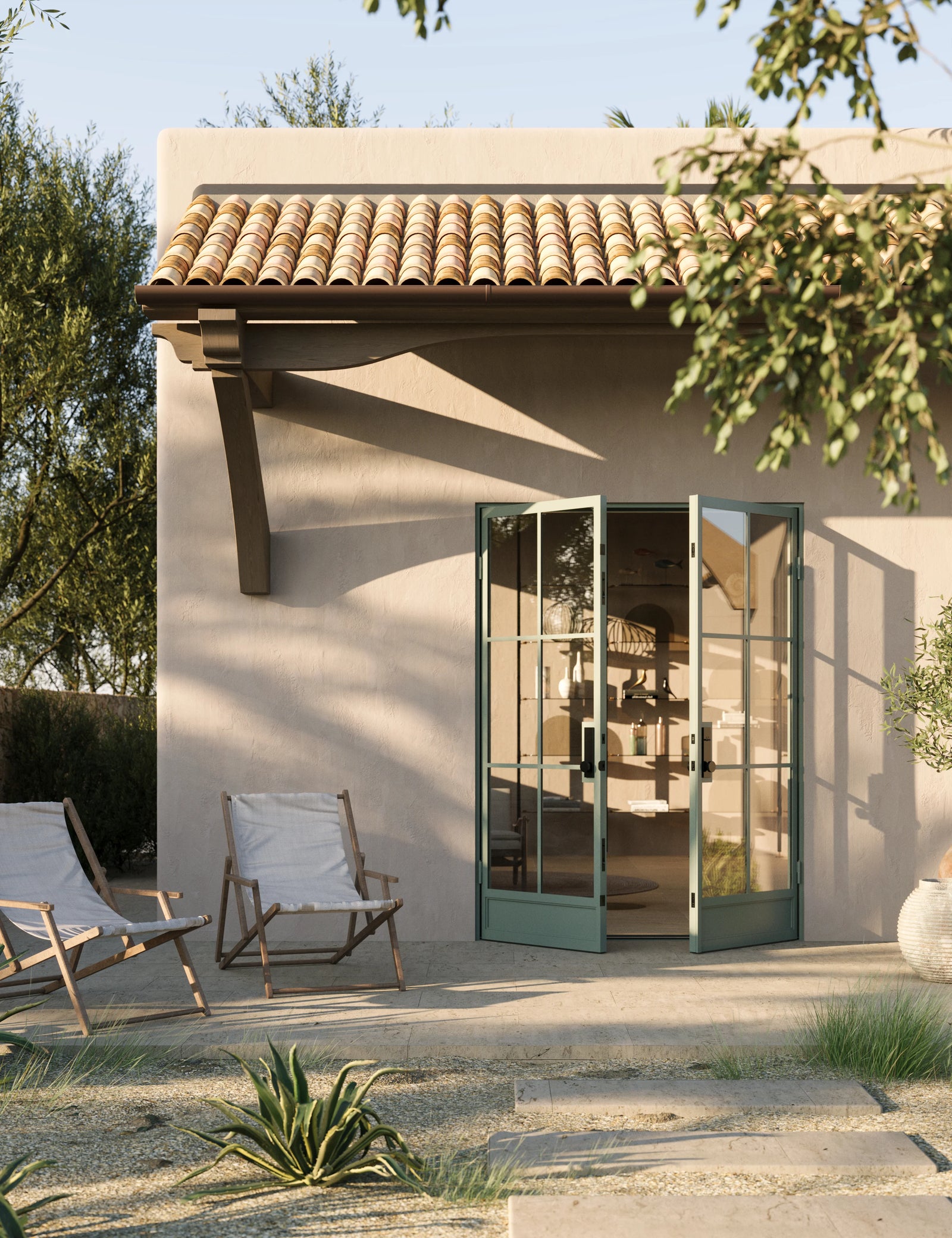 Air 7 double flat steel front doors, contemporary architectural exterior entry door