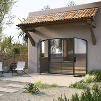 Air Grand - Dual Single with Middle Fixed Panel Mini Arch by Pinky’s Iron Doors — home doors, view 2