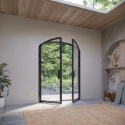 Double mini arch pre-hung steel door with thermal specs.