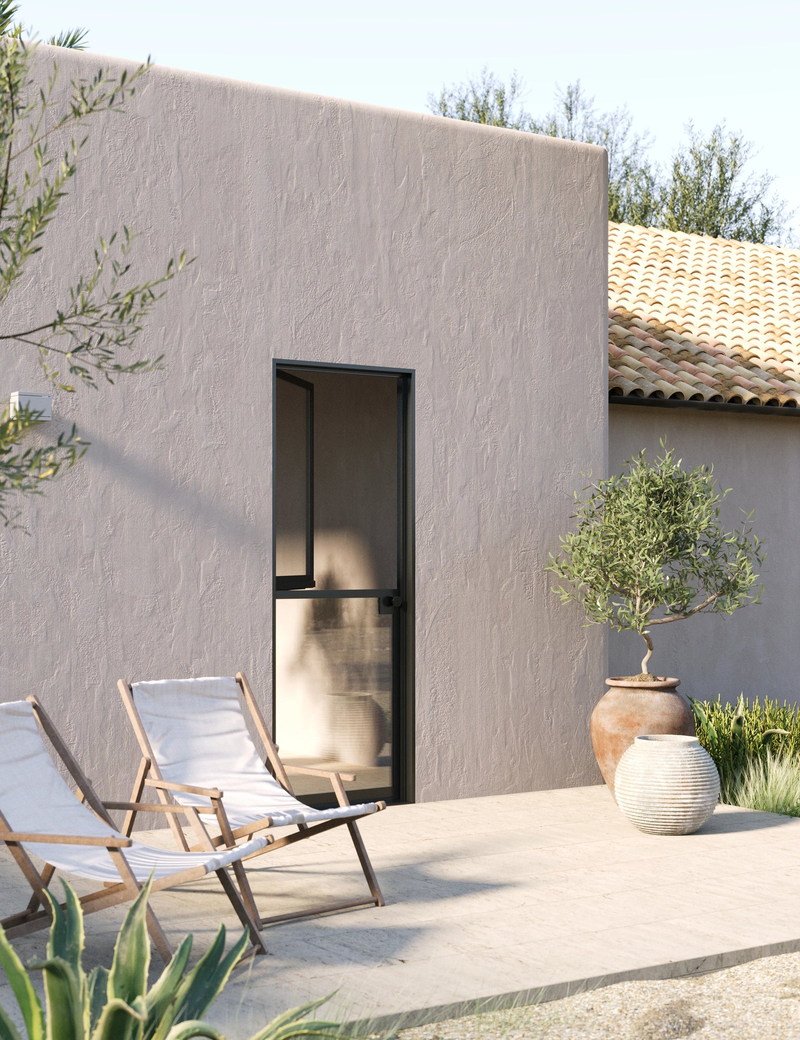 Dutch flat thermal break steel door with TDL glass.