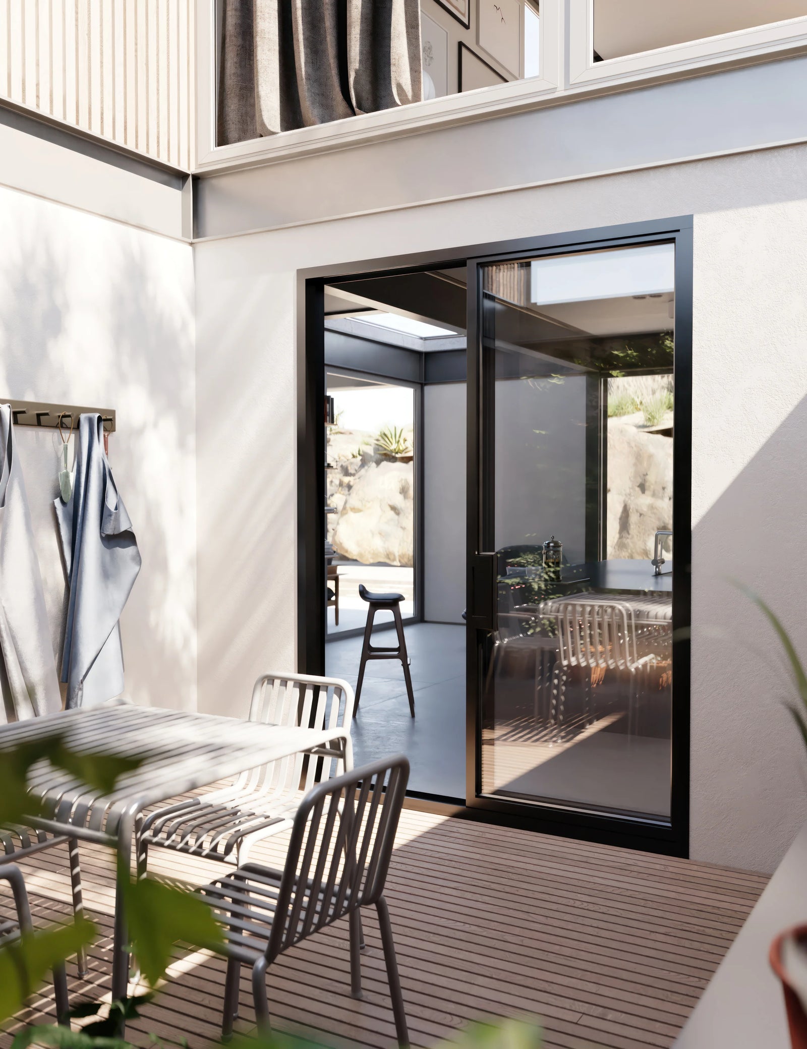 Exterior steel slider system tailored for large openings.