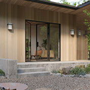 Modern double steel entry with right sidelight.