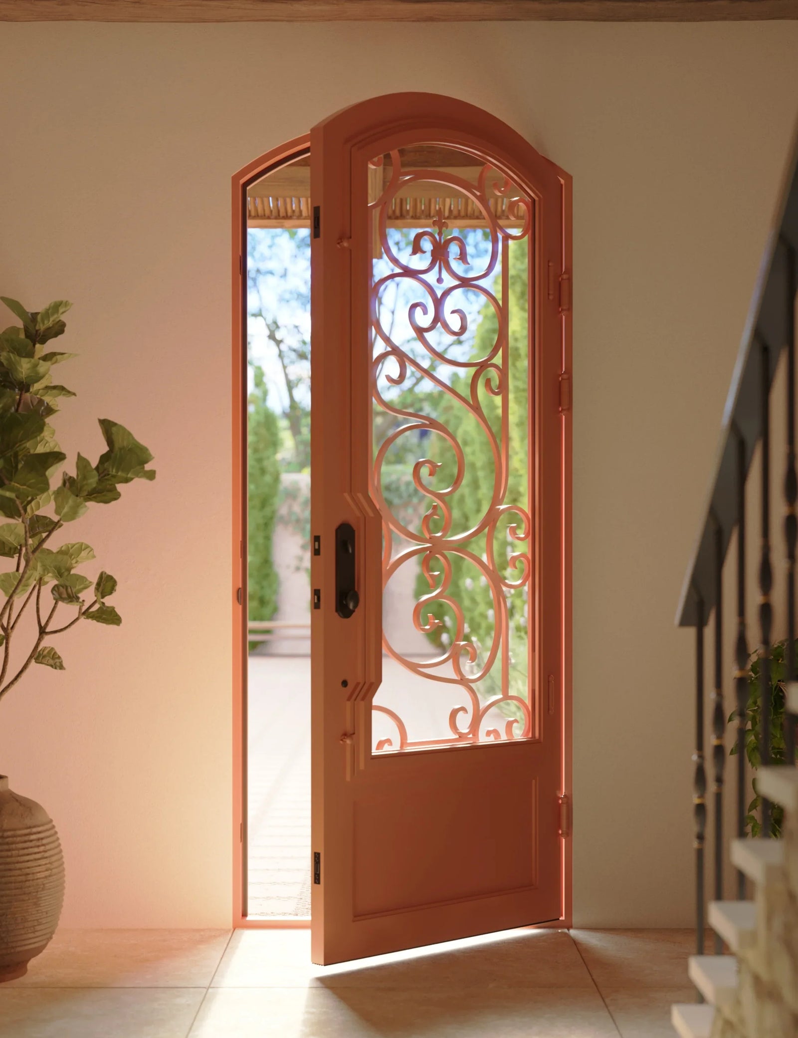 Beverly black finished single door with efficient glass and thermal barrier.
