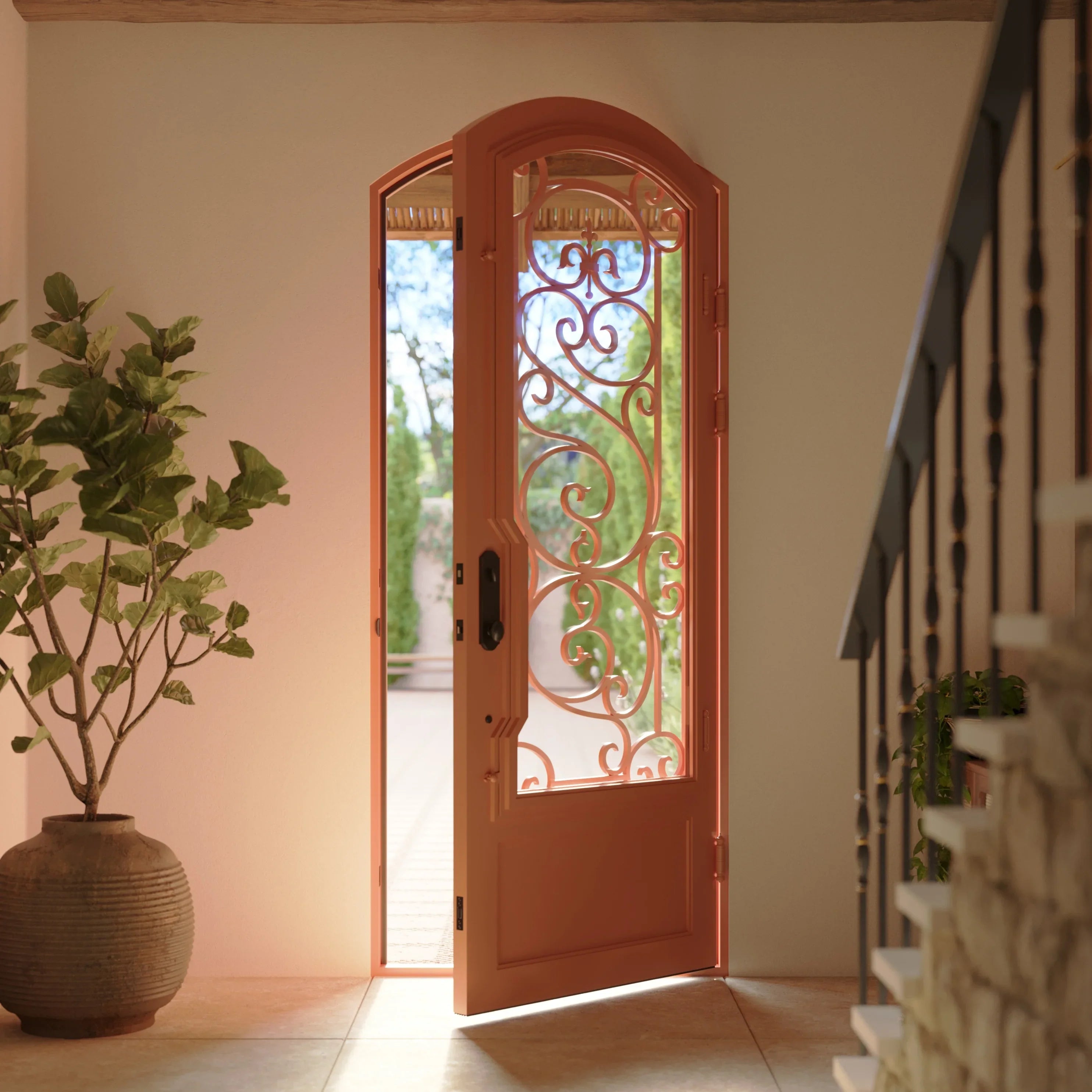 Beverly black finished single door with efficient glass and thermal barrier.