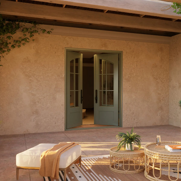 Bristol square top patio door with thermal barrier in bronze.