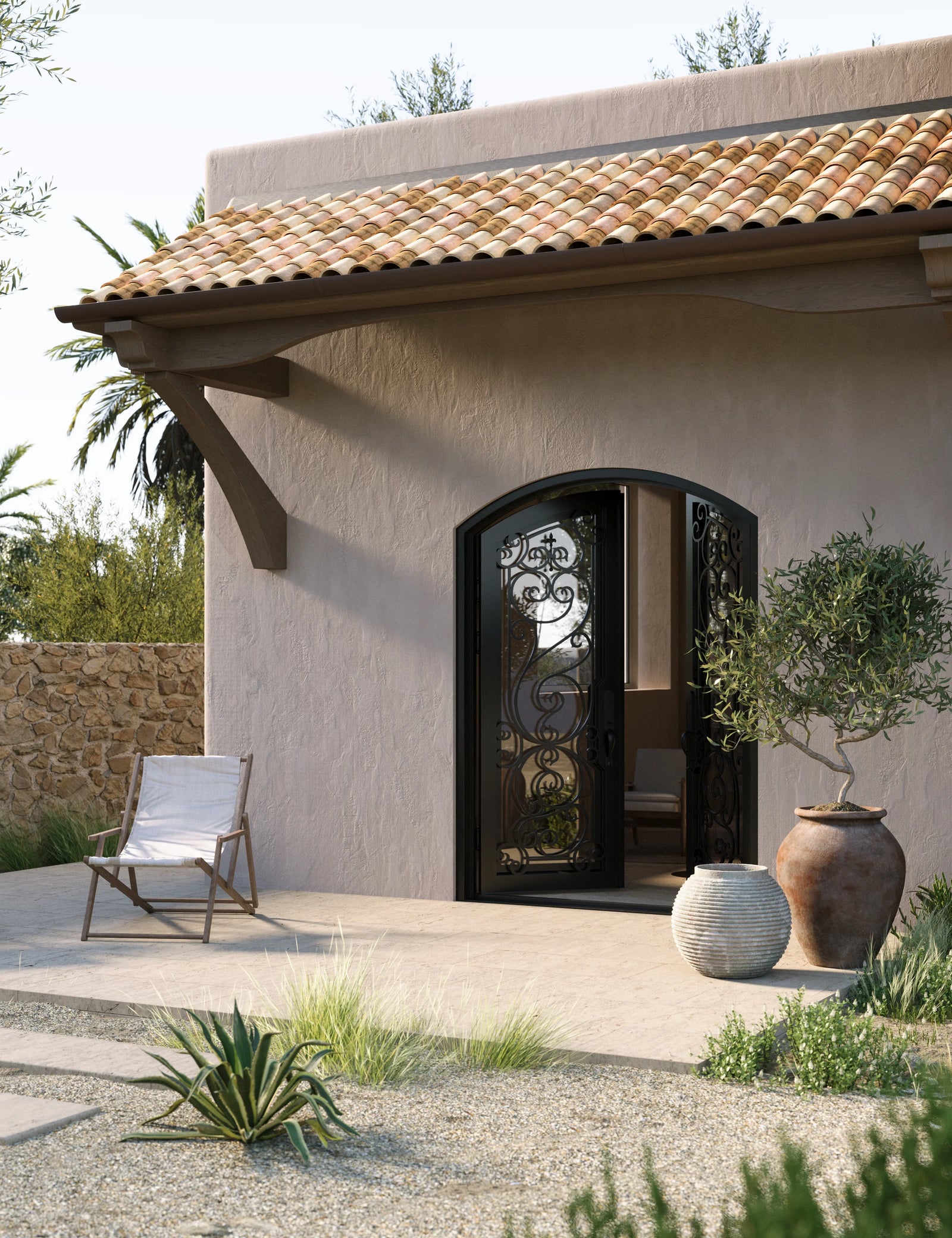 Hills metal double entry door with glass and thermal break in bronze.