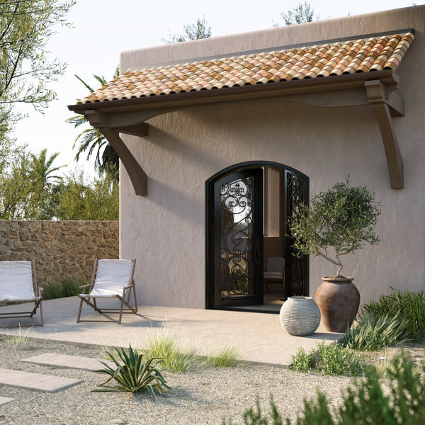 Hills metal double entry door with glass and thermal break in bronze.