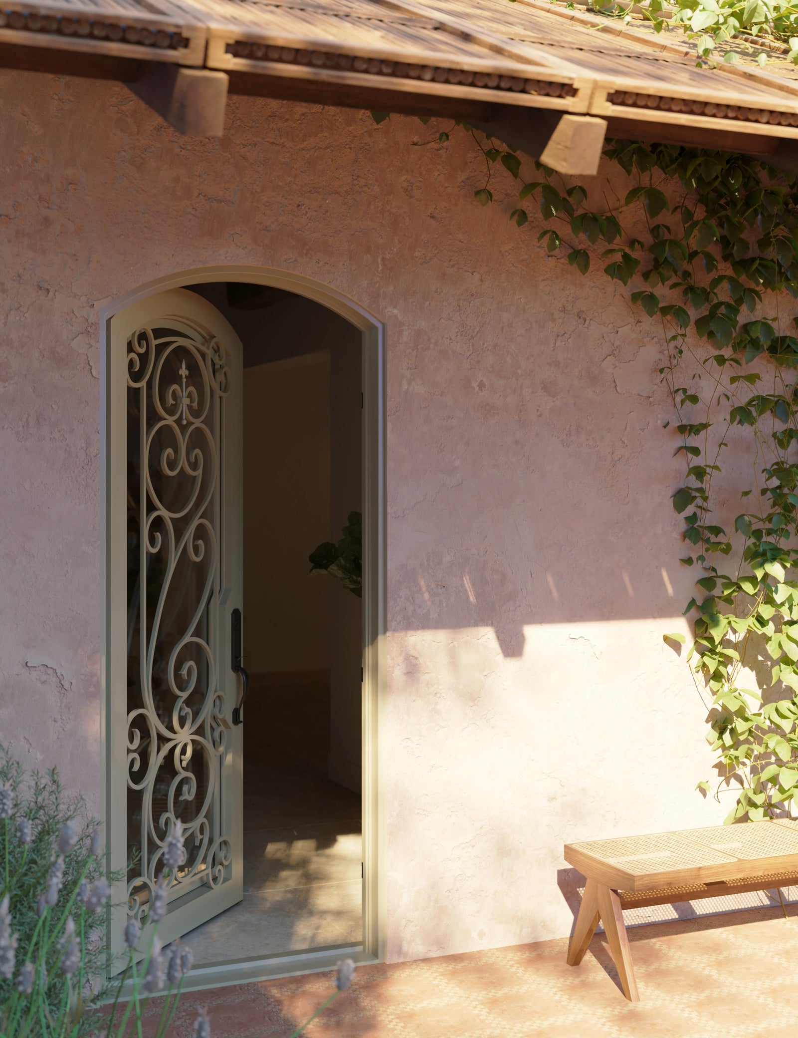 Hills single soft arch top entry door with dual-pane glass.