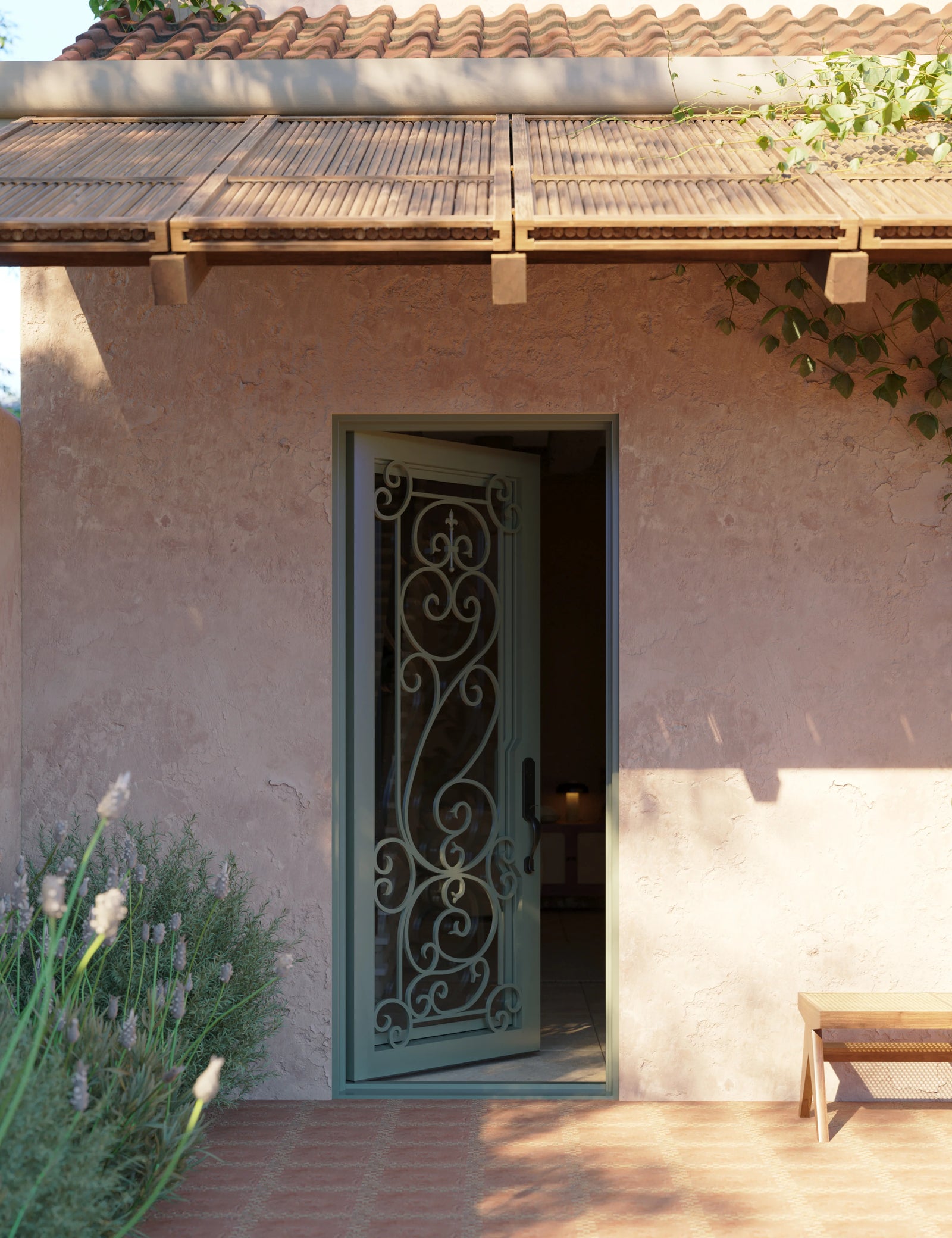 Hills Black exterior cold rolled metal flat top single door with energy efficient glass.