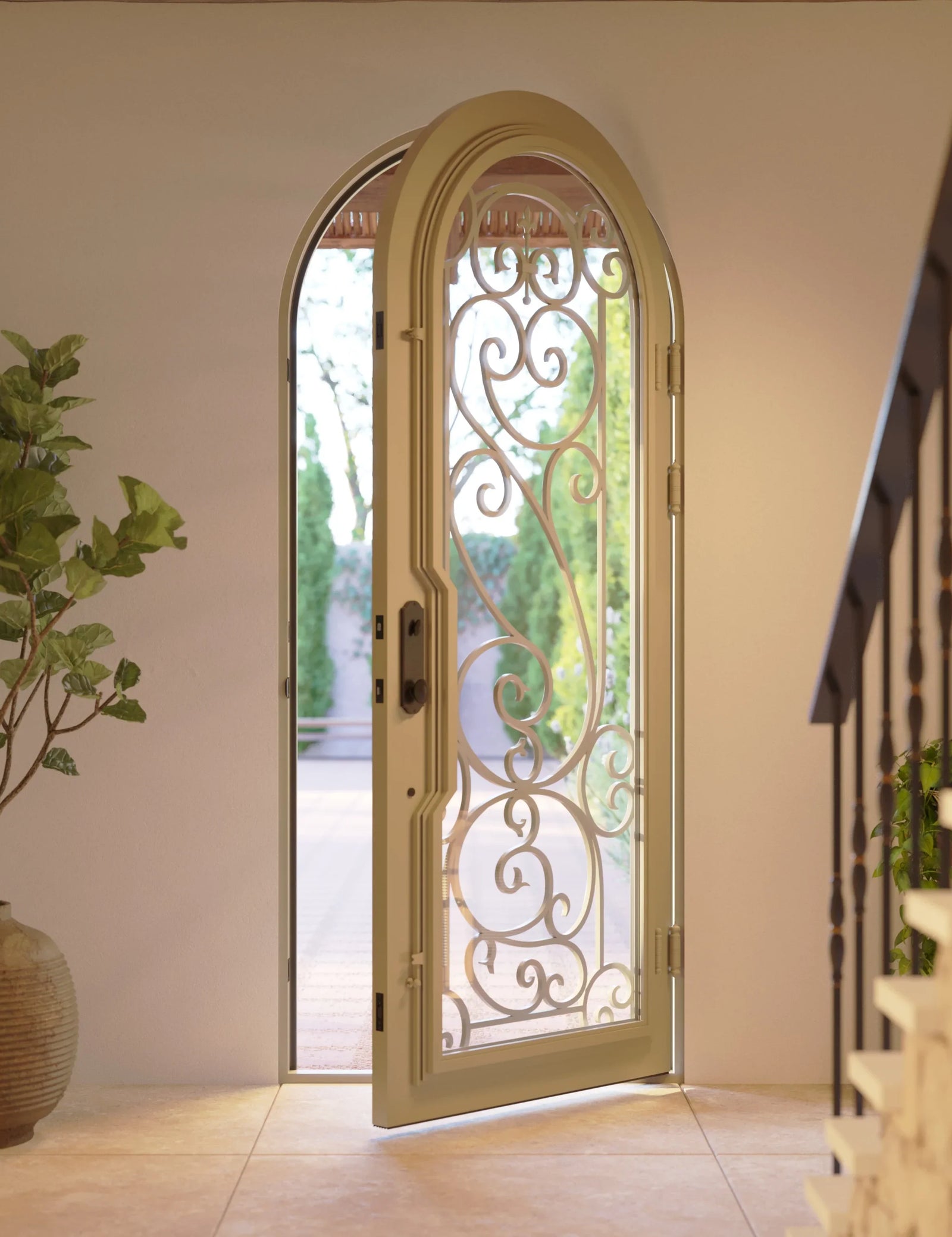 Hills single full arch exterior door for cold weather in matte black color.