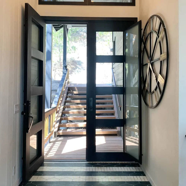 Knox square top patio door in black finish with thermal break.