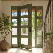 Knox single square top entry door with side windows.