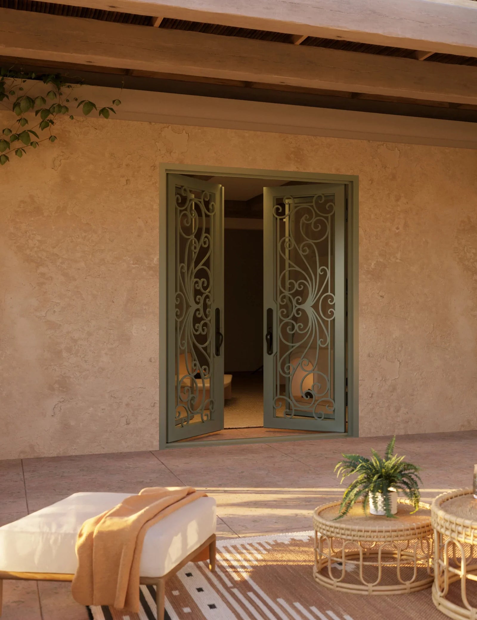 Miracle black finished flat top french entry door thermally broken.