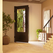 New York single flat entry door for cold weather in black.