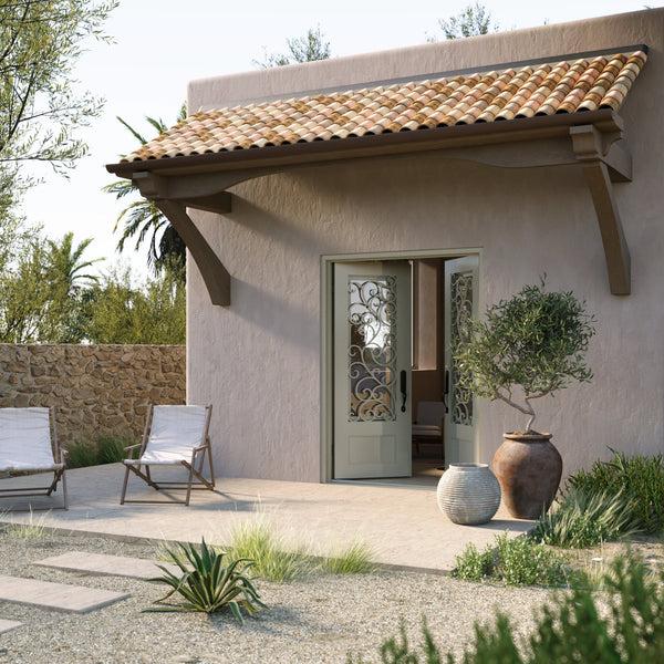 Story thermally broken flat top double exterior door in bronze finish.