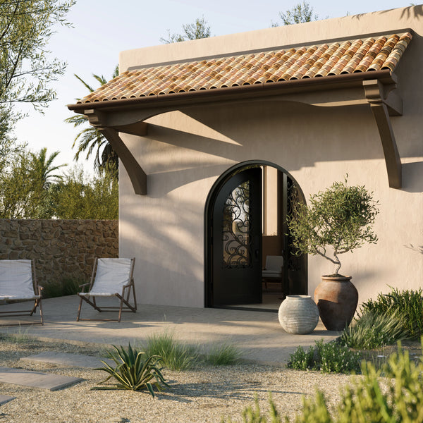 Story full arch top iron french door thermally broken.