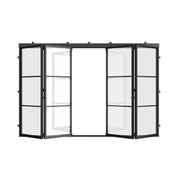 Air 4 sleek black steel center split bi-fold door