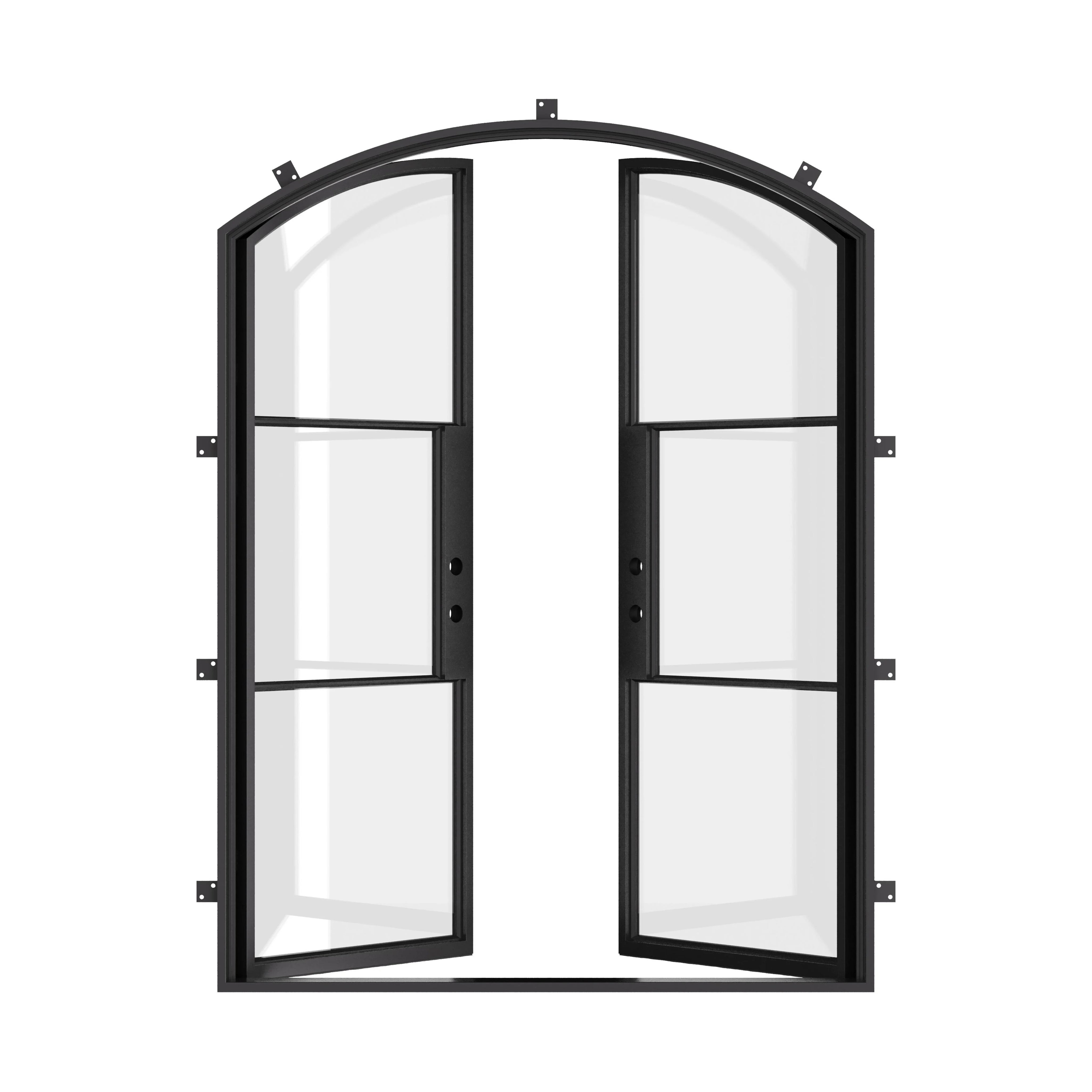 Air 4 double arch steel exterior door set with elegant curved frame
