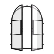 Exterior double steel door with full arch top and insulation
