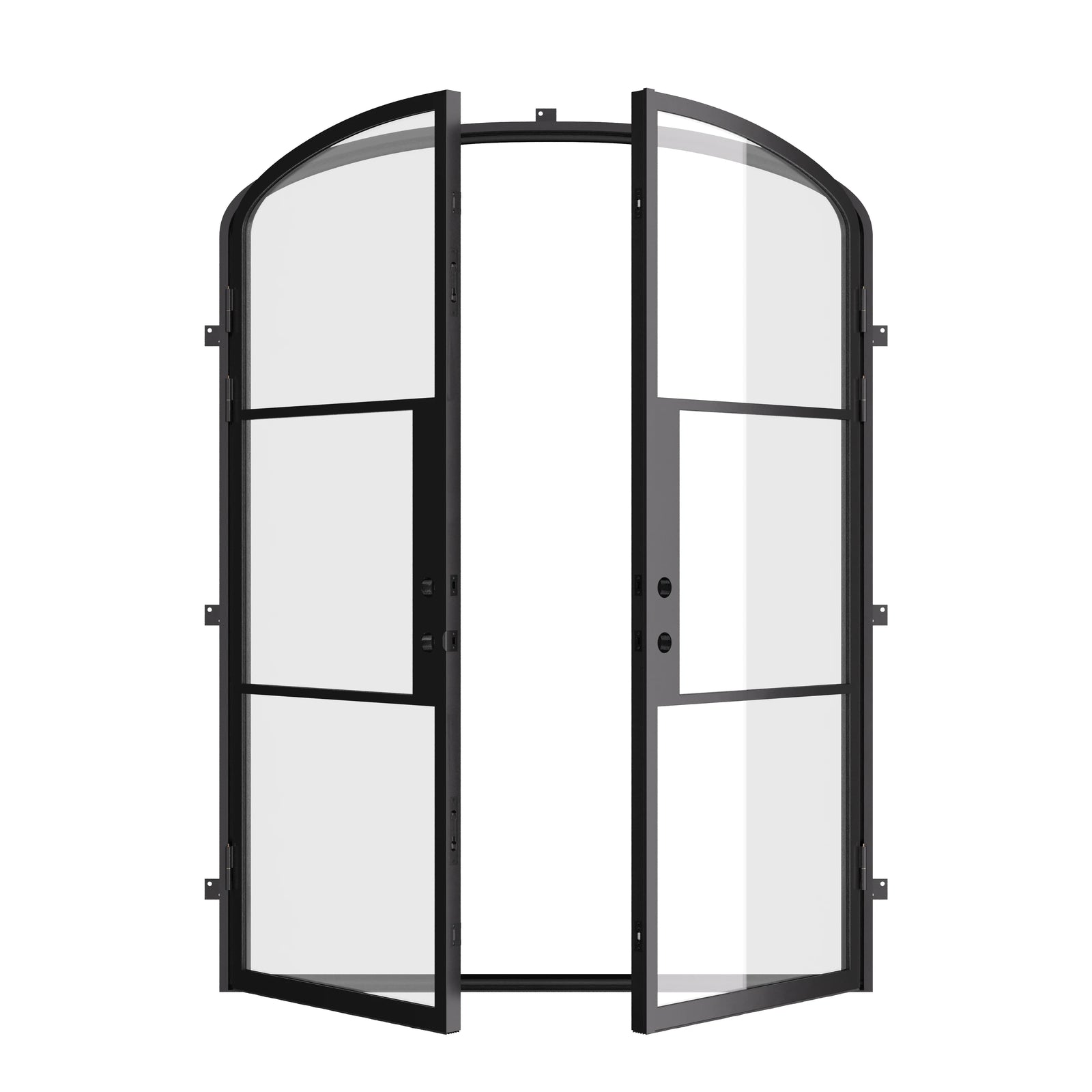 Air 4 double mini arch doors in black steel with narrow sightlines