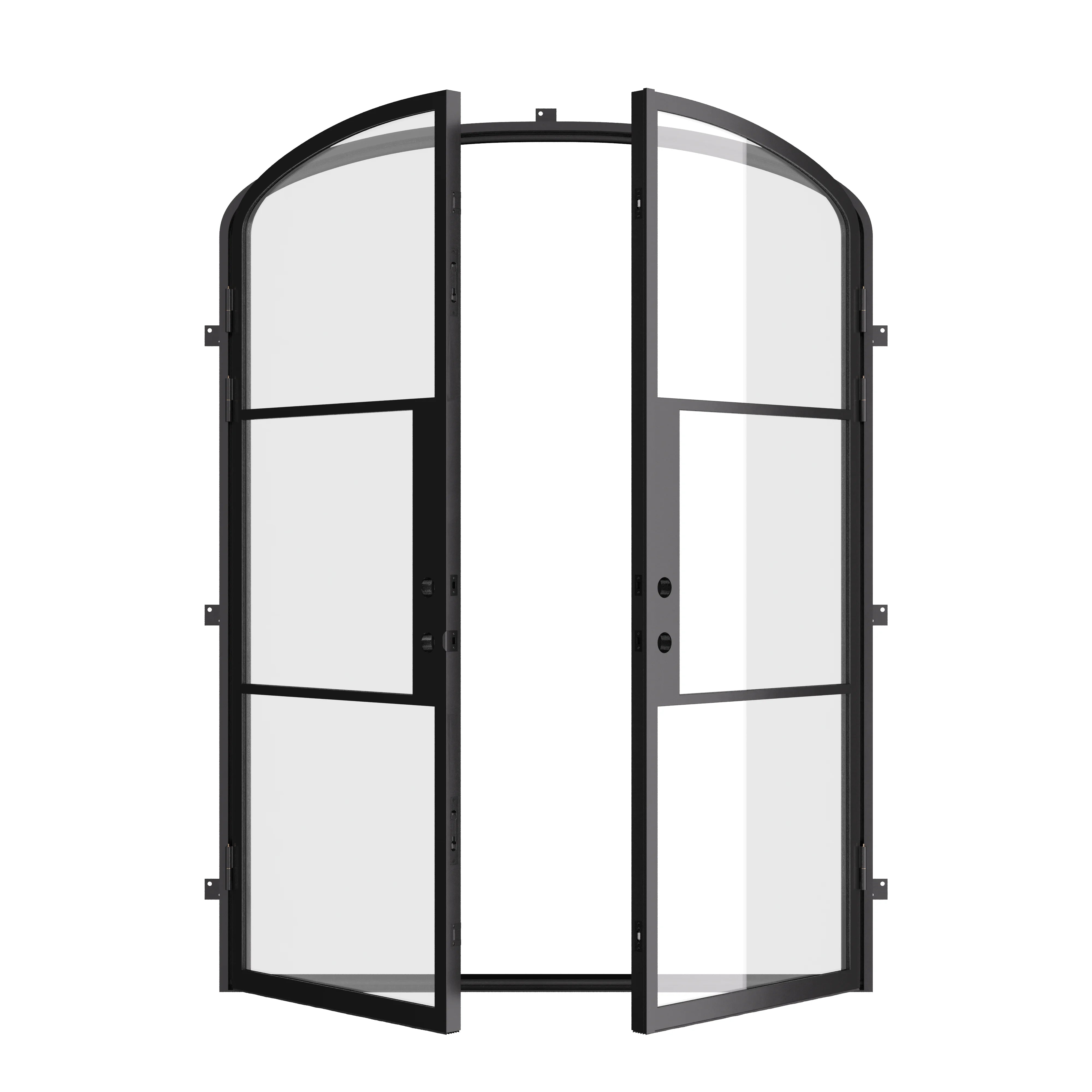 Air 4 double mini arch doors in black steel with narrow sightlines