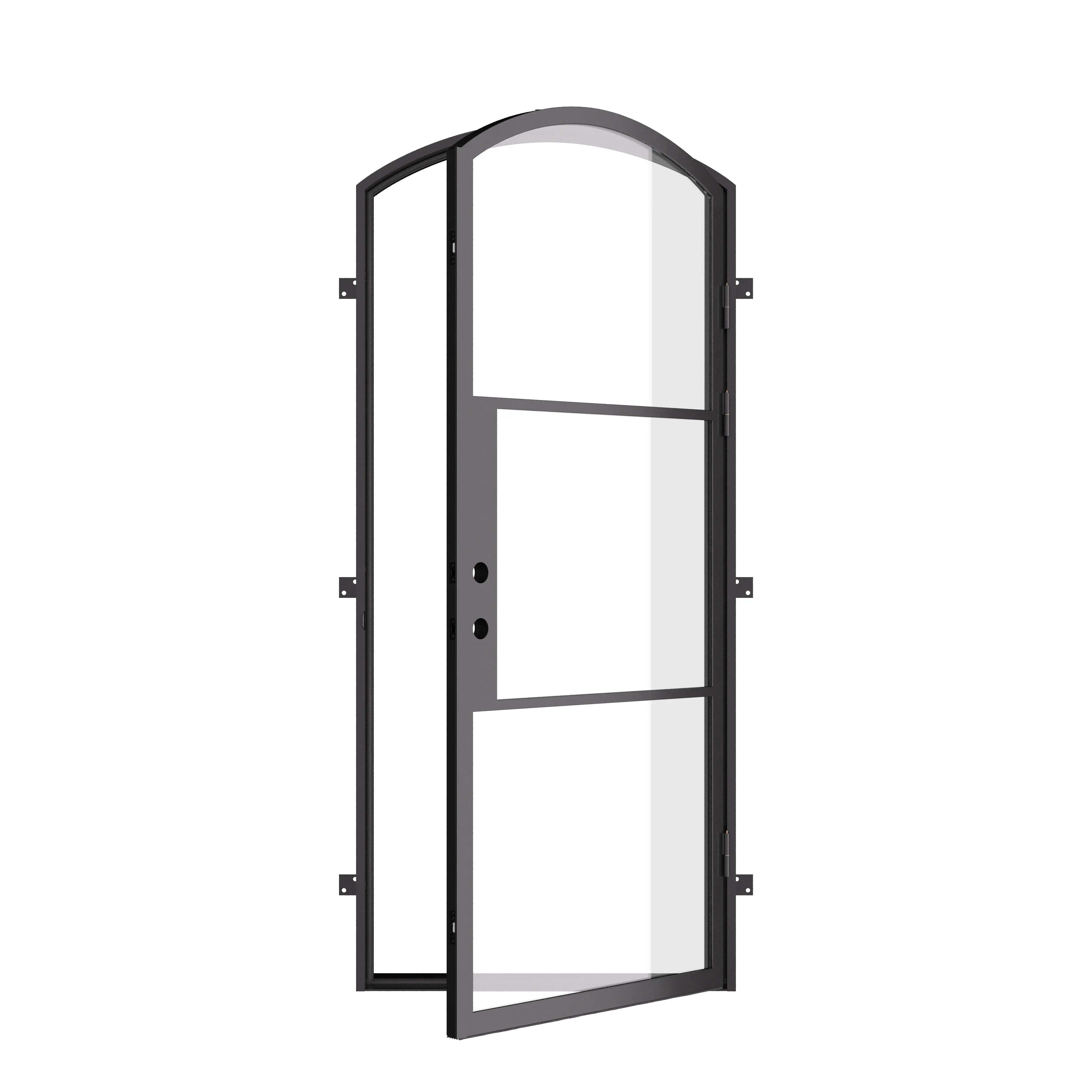 Modern arched steel front door with thermal barrier