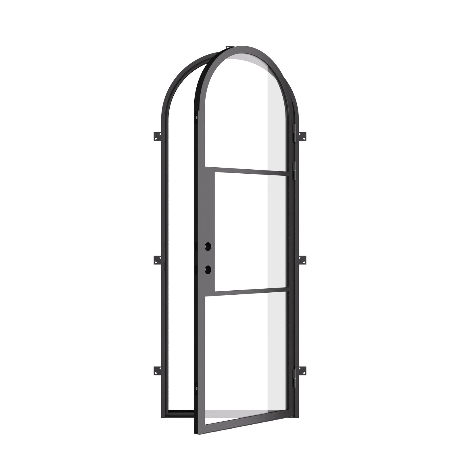 Air 4 full arch single entry door in black steel with narrow sightlines