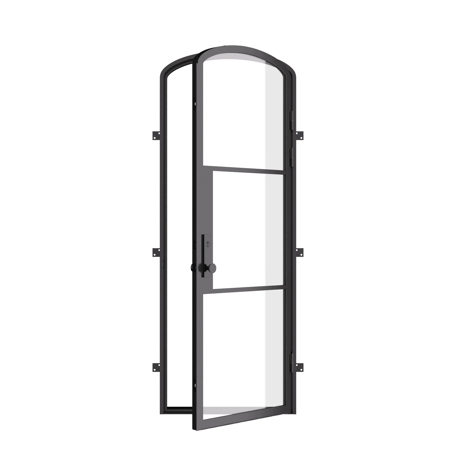 Air 4 mini arch single entry door in architectural steel with slim sightlines