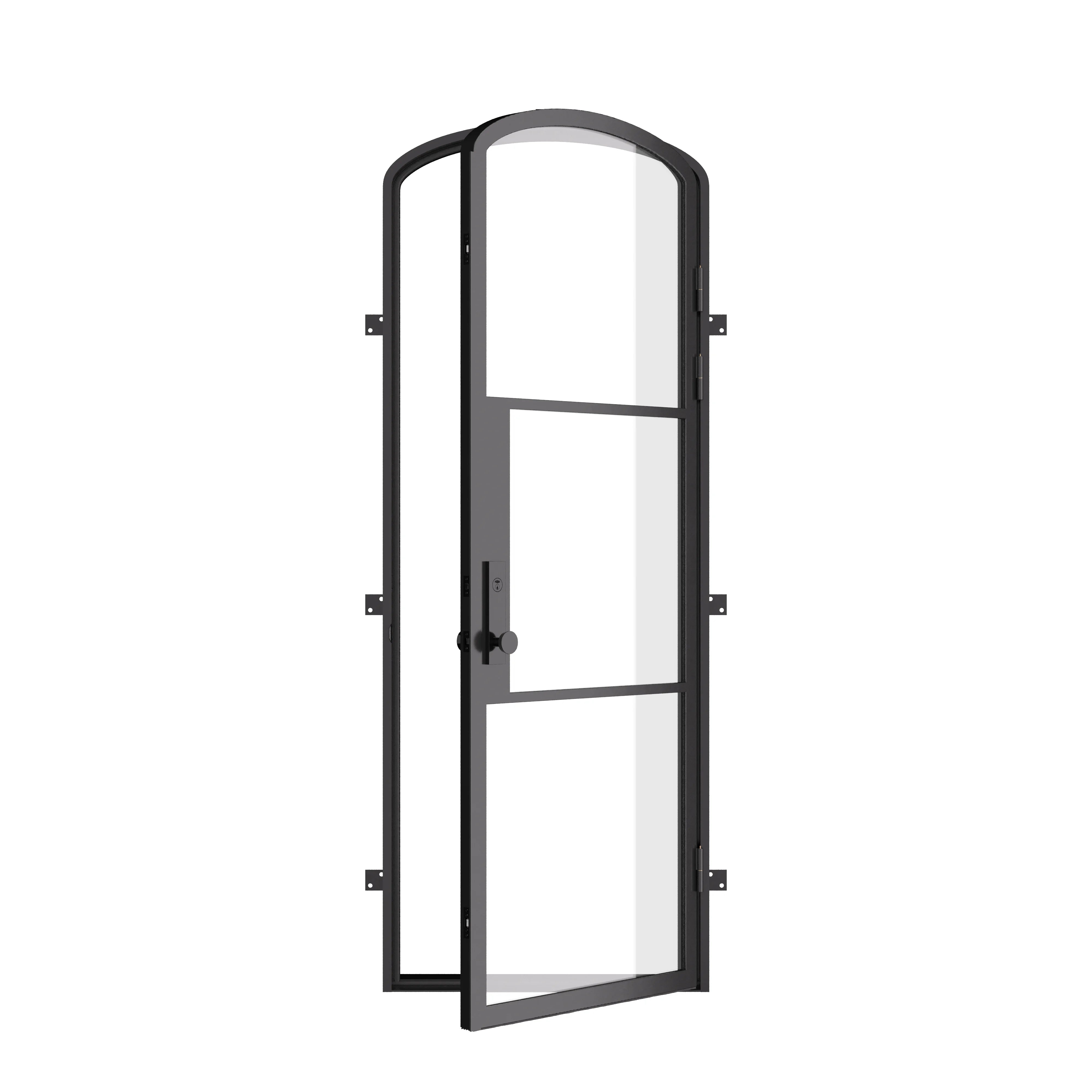Air 4 mini arch single entry door in architectural steel with slim sightlines