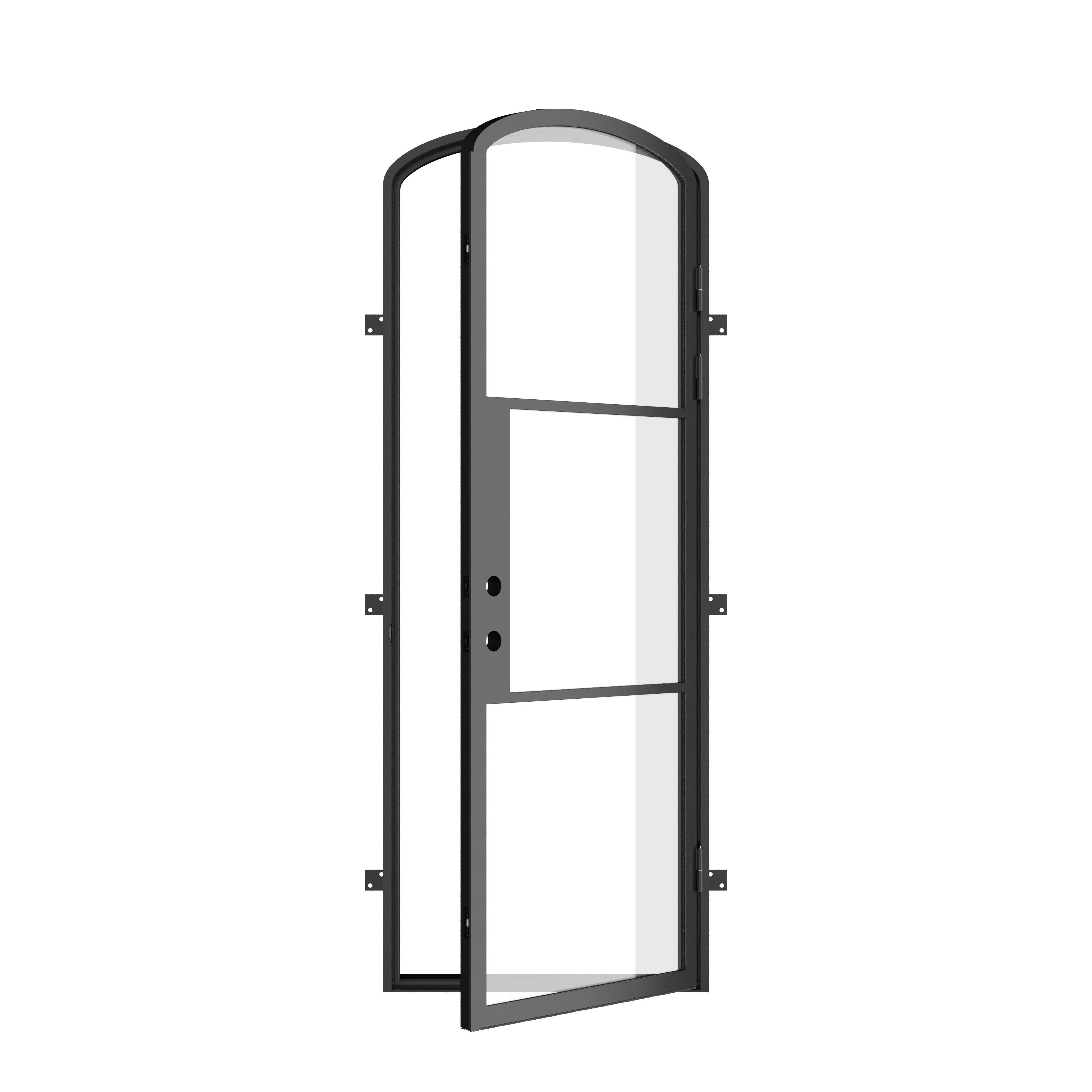 Air 4 single mini arch exterior steel door with tempered glass panels