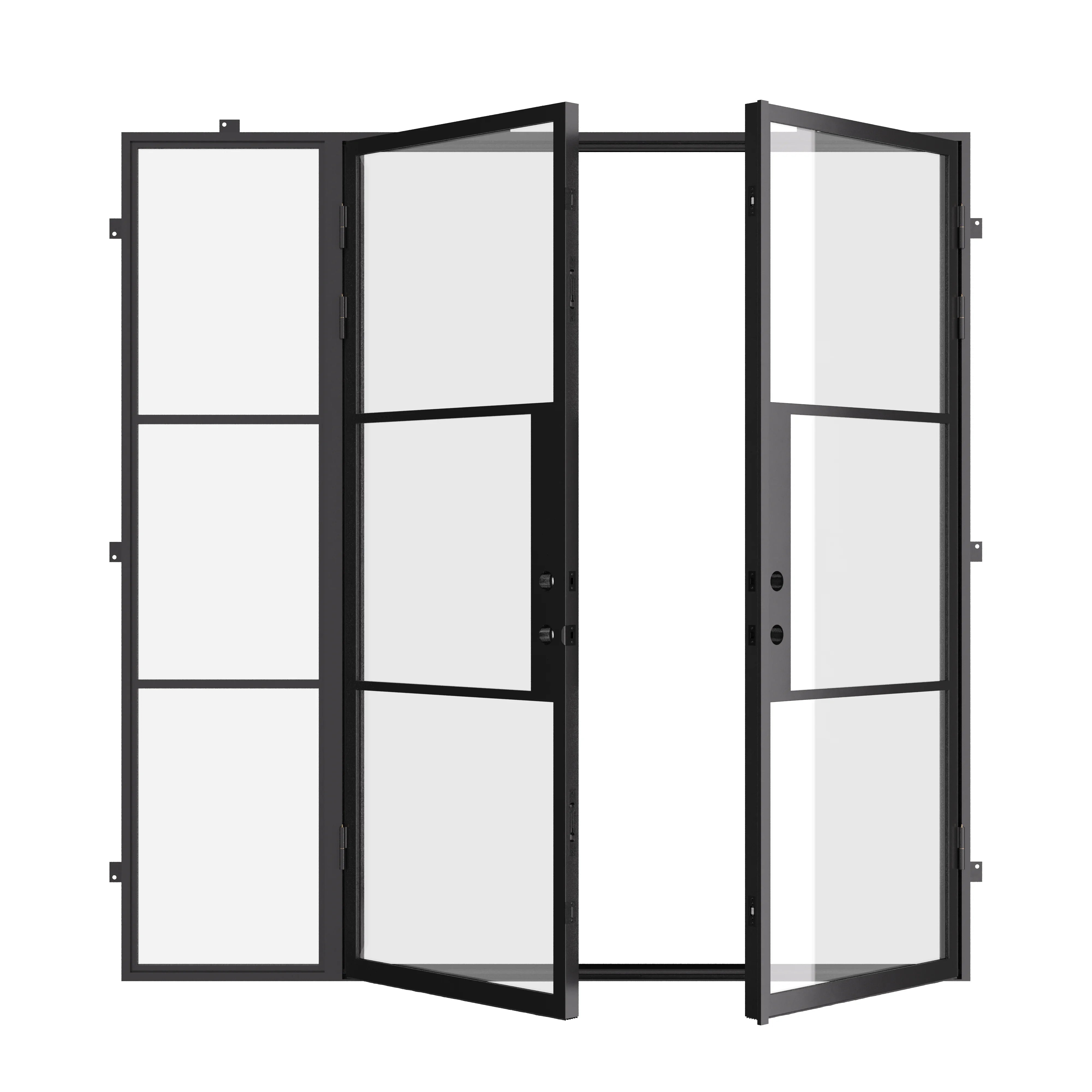 contemporary double doors with left sidelight and energy-saving core