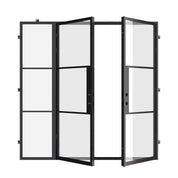 Air 4 flat double entry doors with left sidelight in black steel
