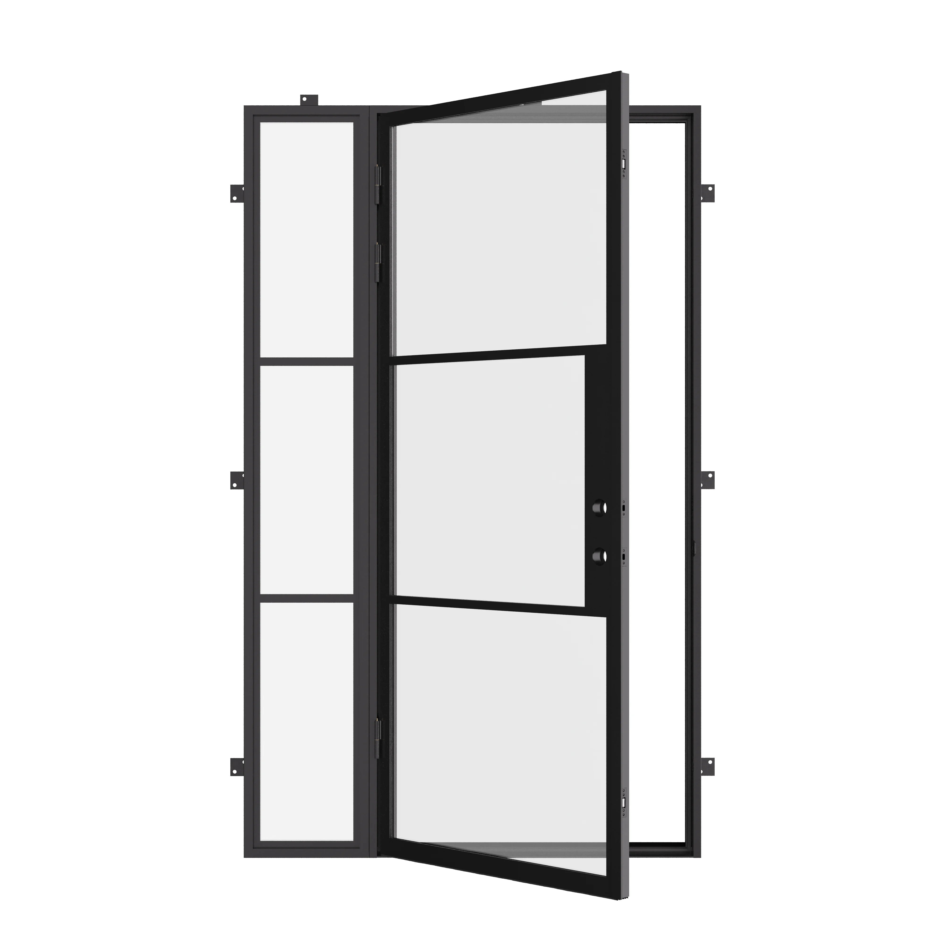 Air 4 single flat entry door with left side window, galvanized mixed metal and automotive finish
