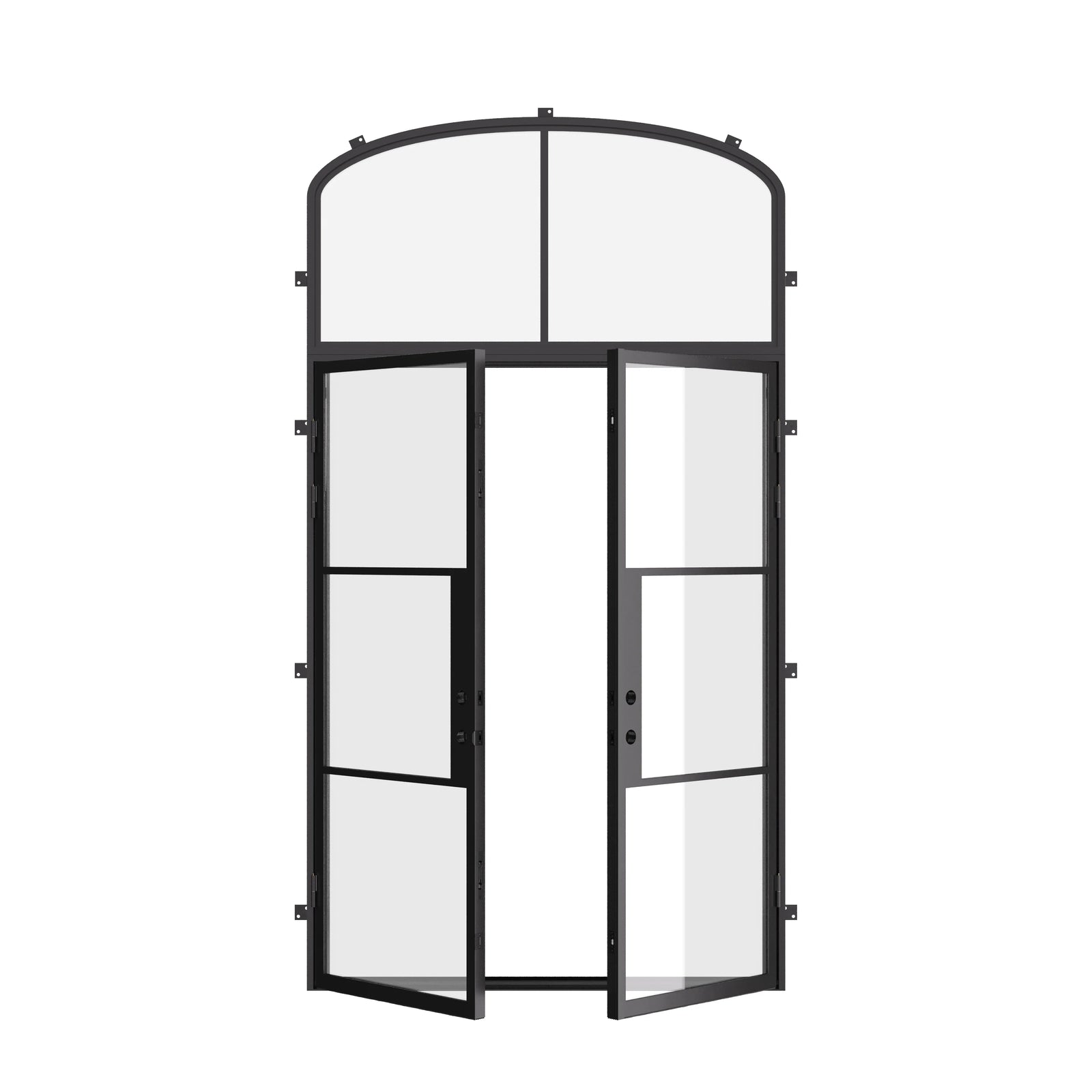 Air 4 double flat exterior door set with curved transom and sleek lines