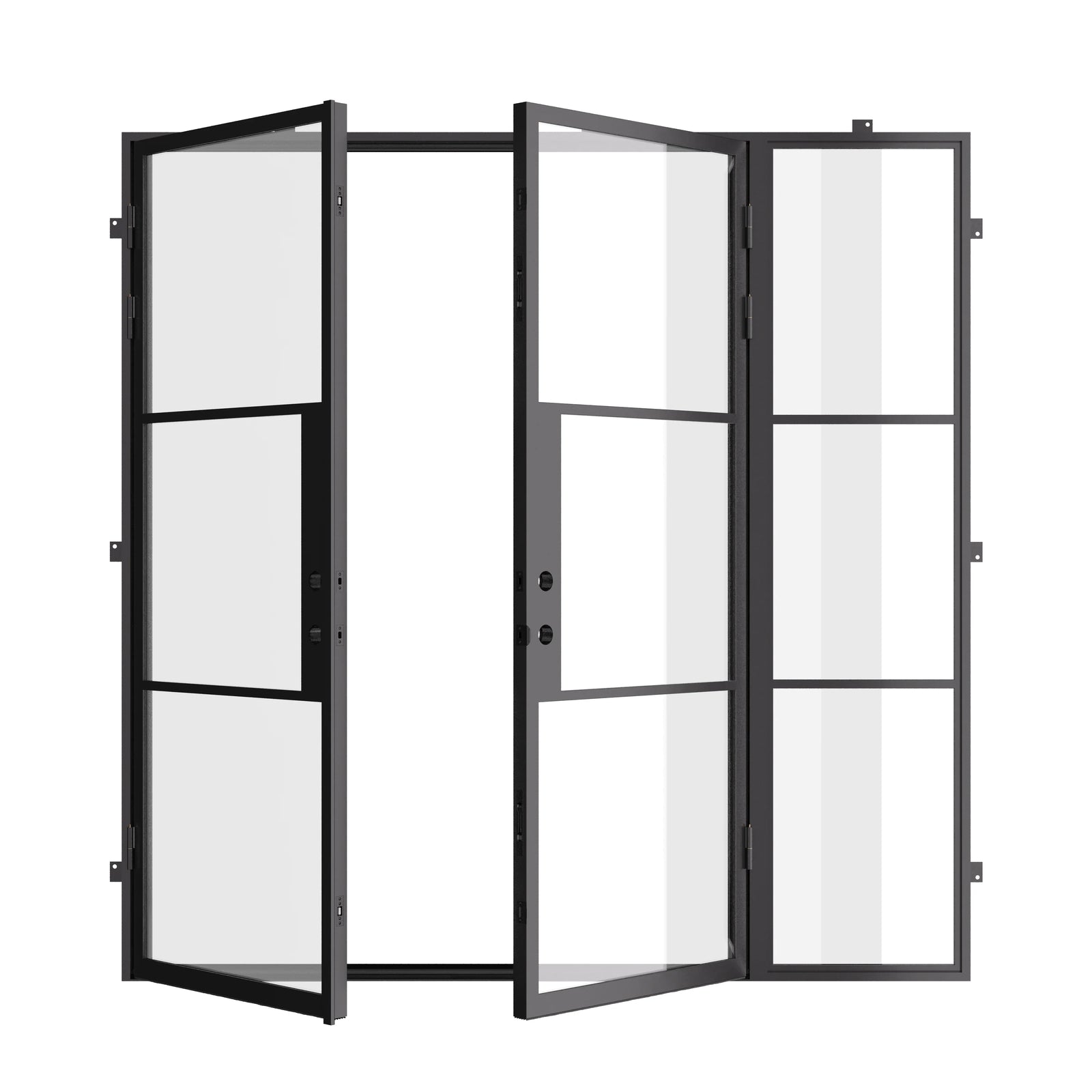 exterior double entry doors with right window and energy-efficient design