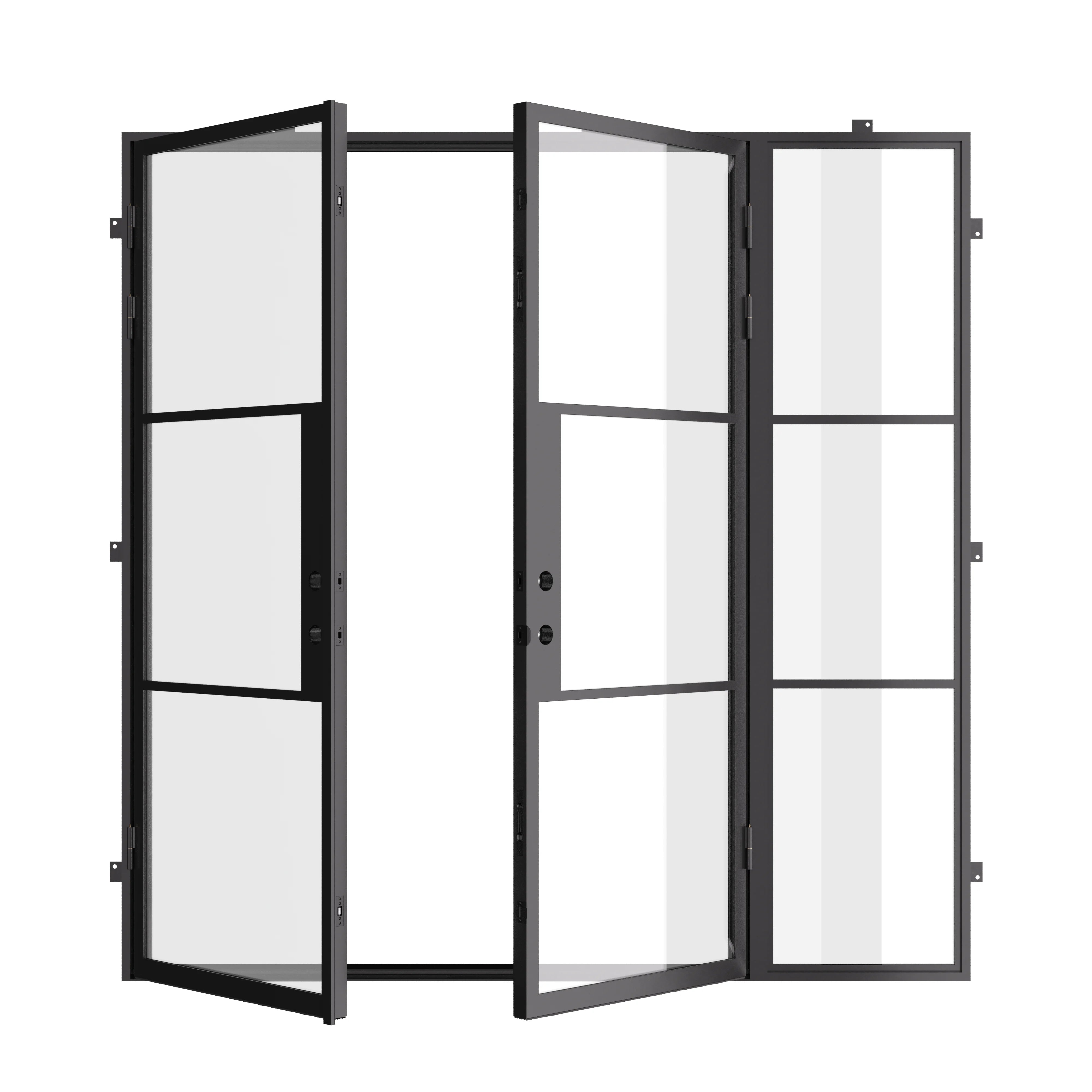 exterior double entry doors with right window and energy-efficient design