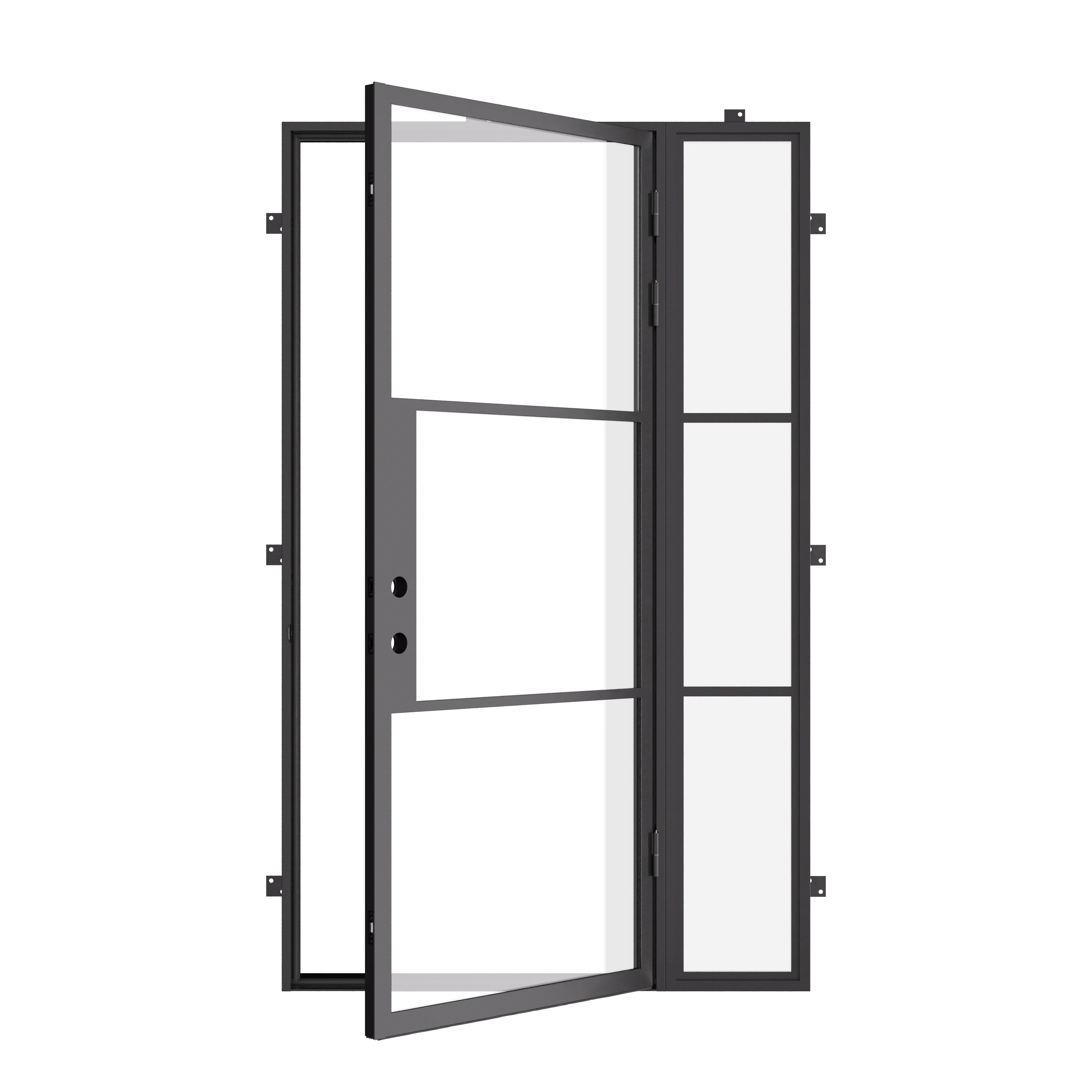 contemporary single flat door with right window and thermal barrier core
