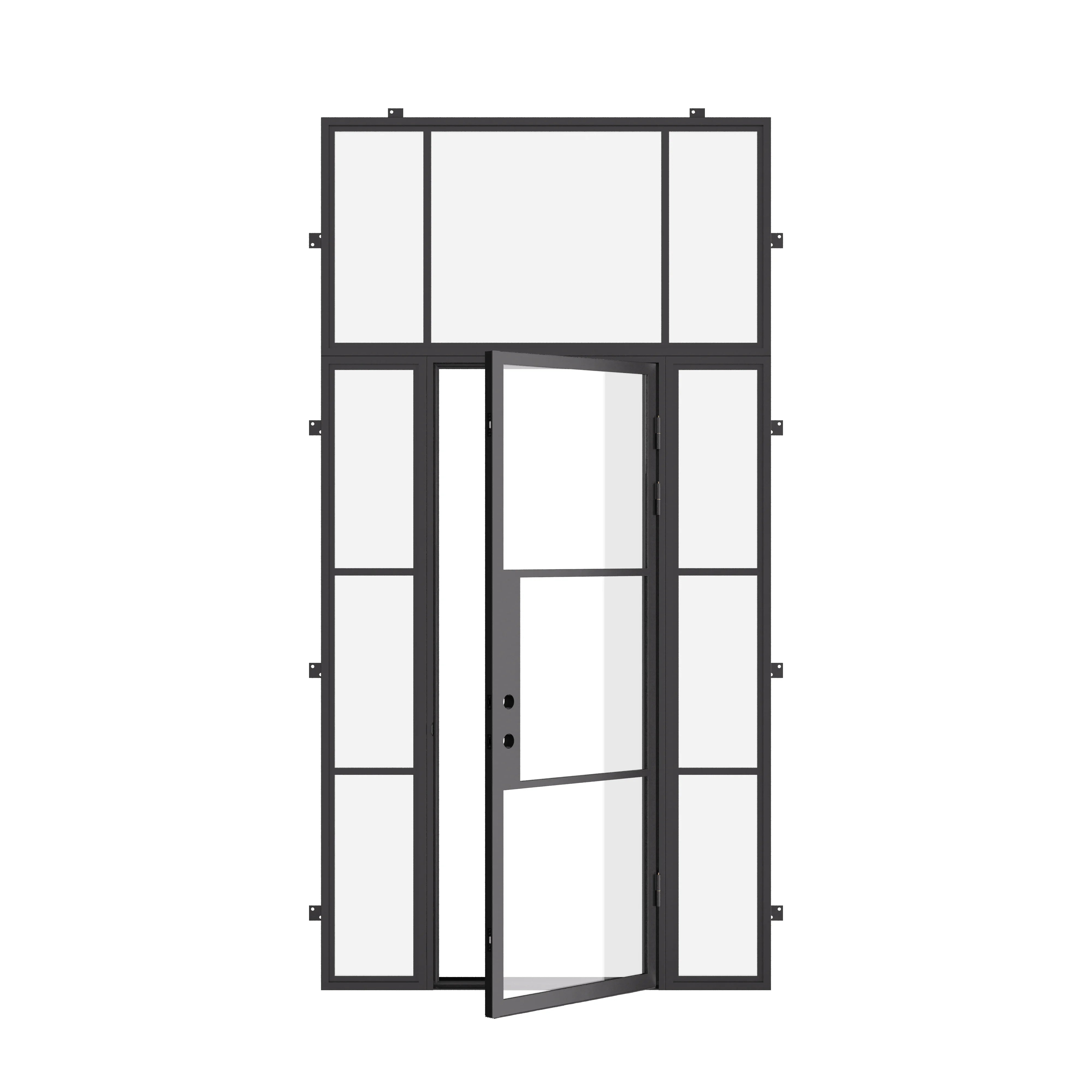 Air 4 modern architectural steel single entry with full glass surround