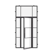 Air 4 single flat modern door with side windows and flat top, galvanized metal build