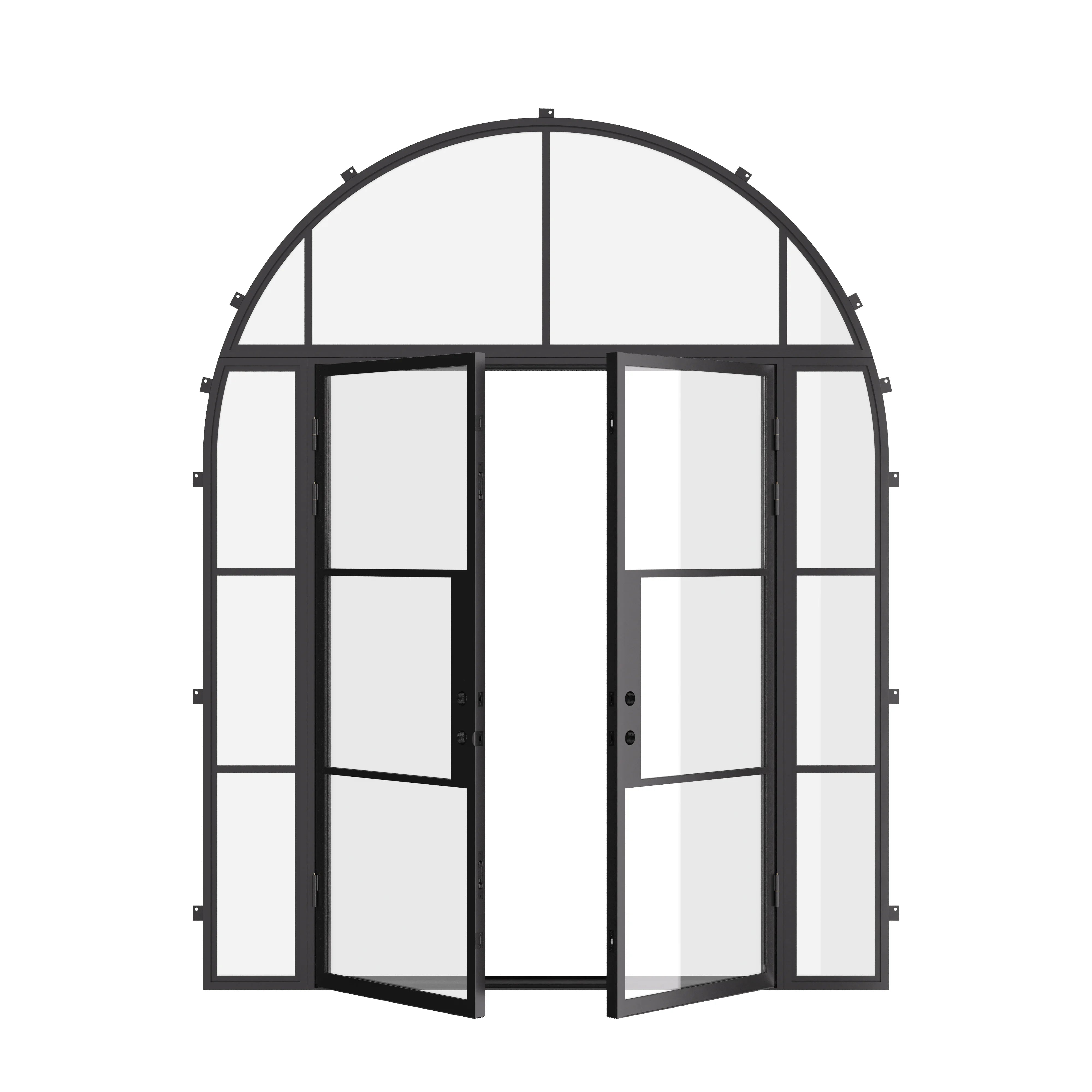 Air 4 double flat custom doors with side glass and arched transom