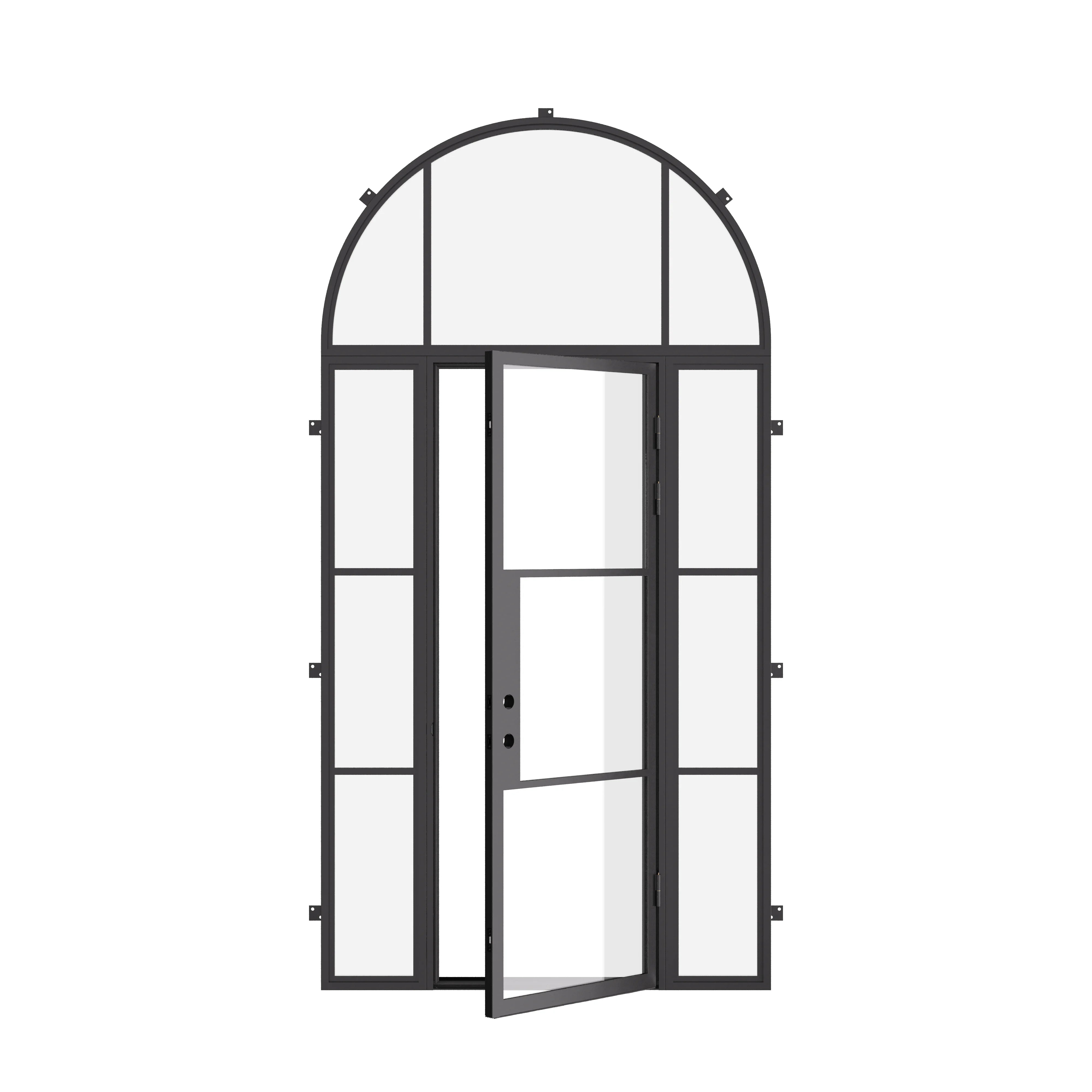 Air 4 single flat entry door with side windows and full arch top, NFRC-Rated