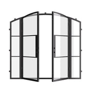 Double arch exterior steel door with sidelights and thermal break insulation