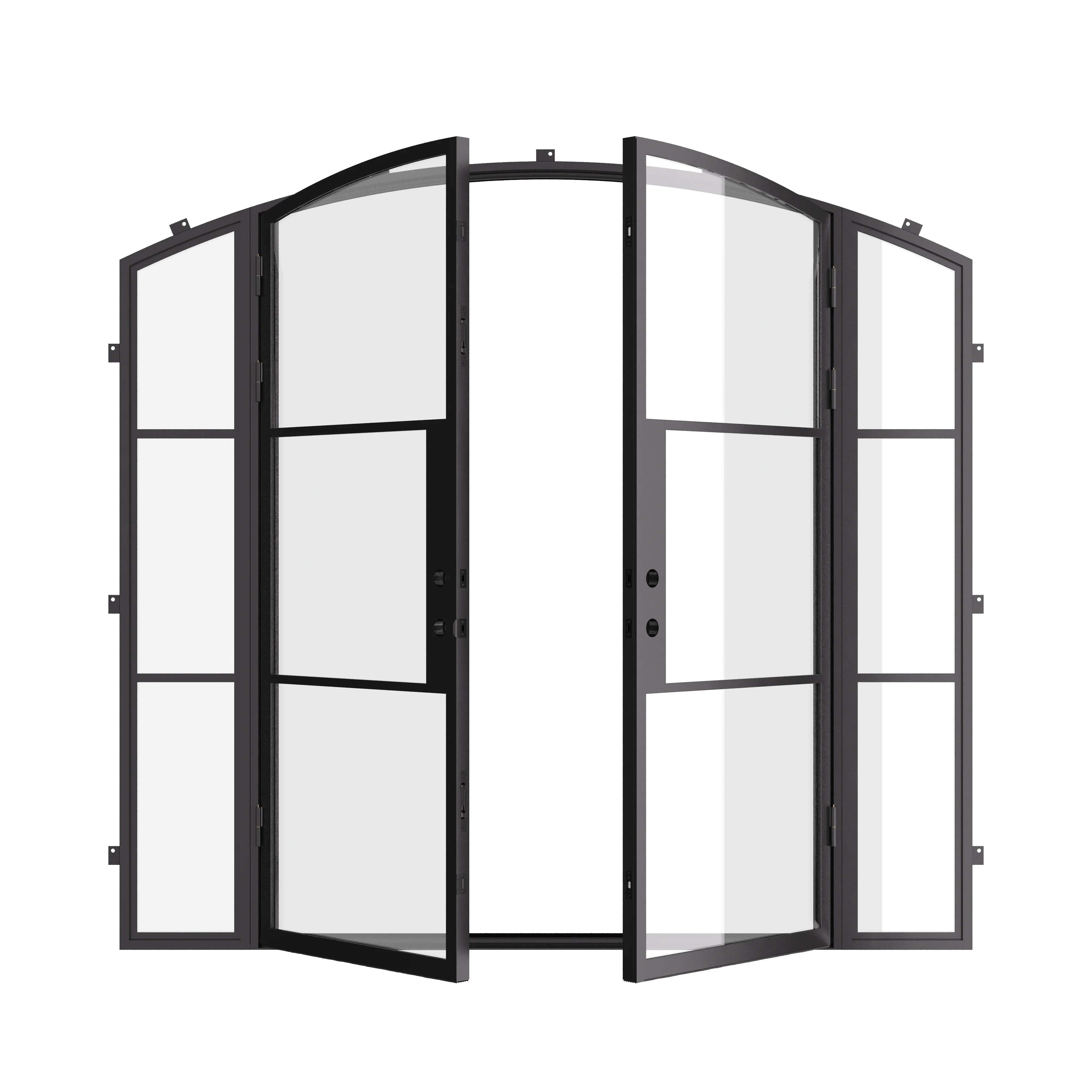 Air 4 double arch exterior door set with side glass panels and modern lines