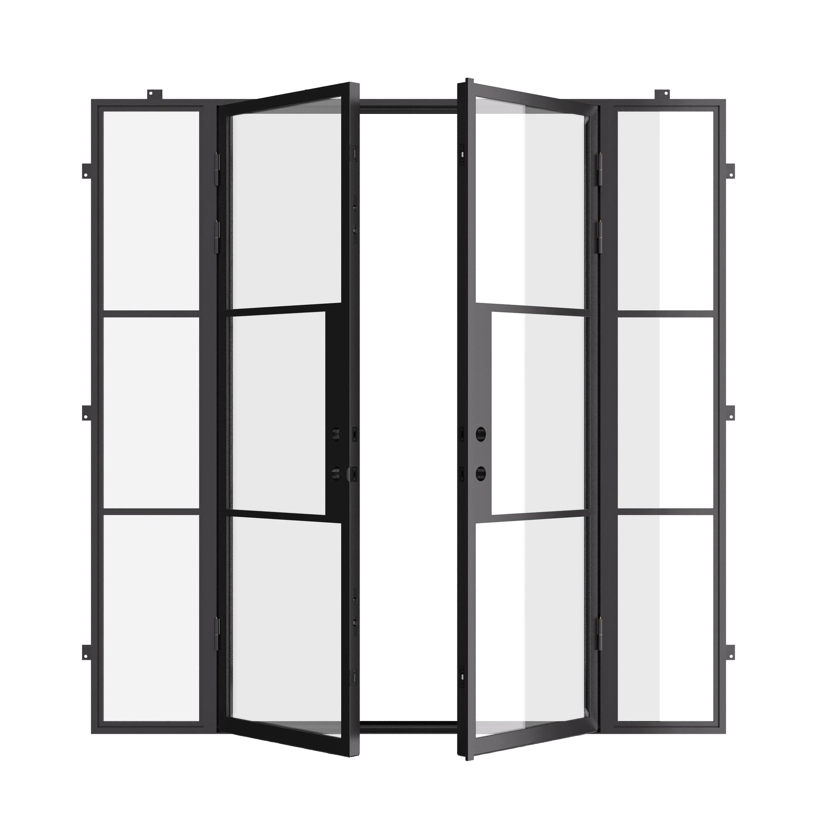 Air 4 architectural double doors with sidelites and sleek black metal profile