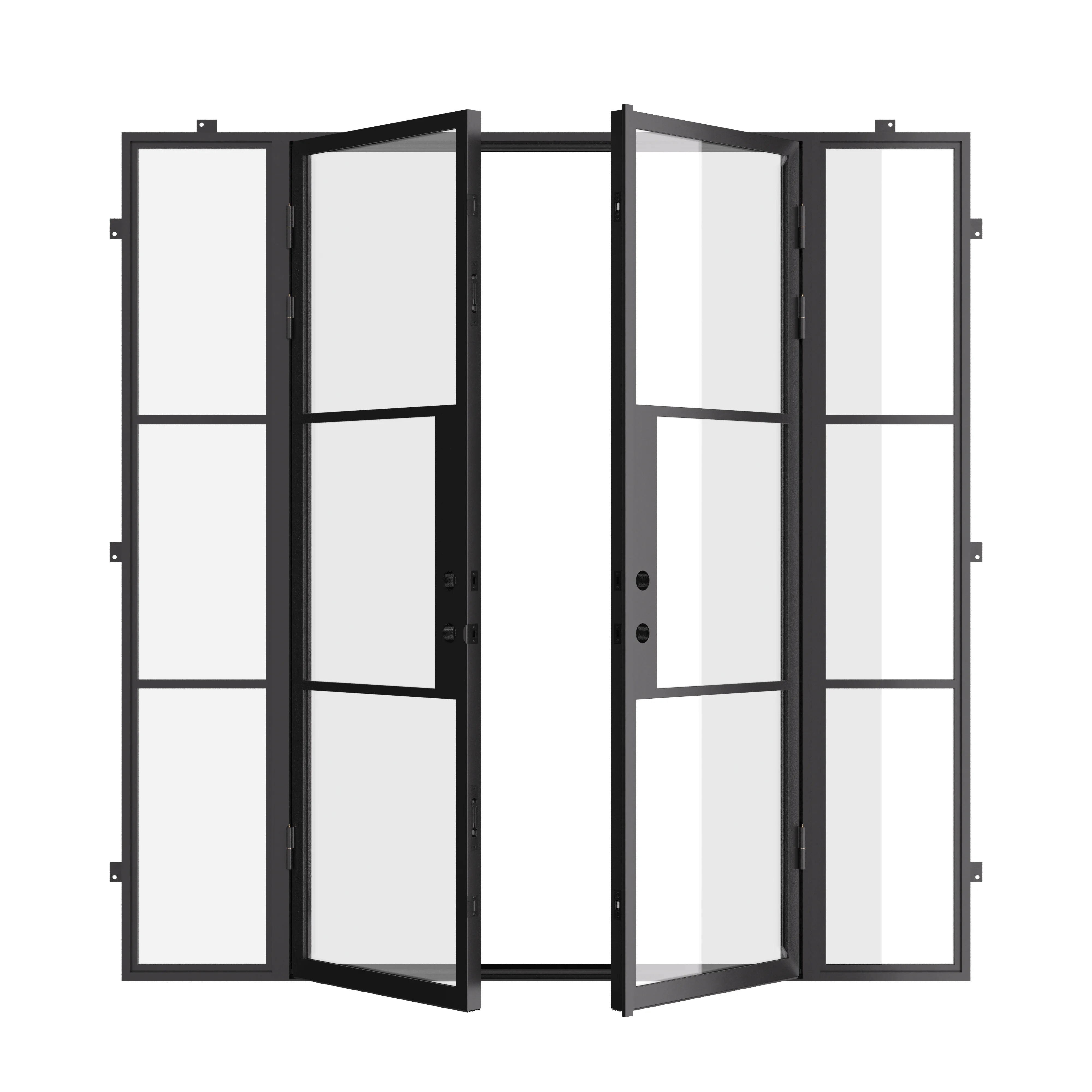 Air 4 architectural double doors with sidelites and sleek black metal profile