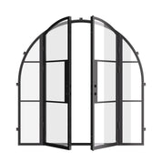 Air 4 double full arch steel doors with sidelights and tempered glass
