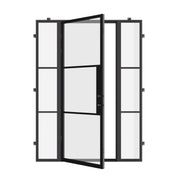 Air 4 single flat steel door with side glass panels and narrow profiles