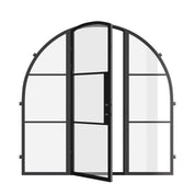 Air 4 single full arch exterior door with side glass panels and sleek lines
